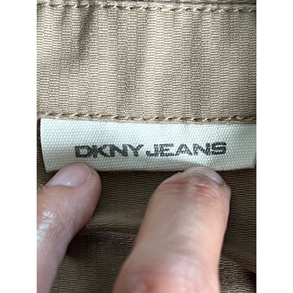 DKNY Jeans Utility Jacket Tan Cotton Military Style Button Front Women XL - Picture 7 of 8